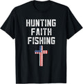 Hunting Faith And Fishing Cross American Flag Patriotic Men