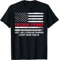 Mens Fireman Pop Pop Usa Flag Proud Firefighter Grandfather Cool