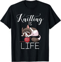 Knitting is Life Cat Kitty Crocheting Yarn Knitter T-Shirt for Men Women