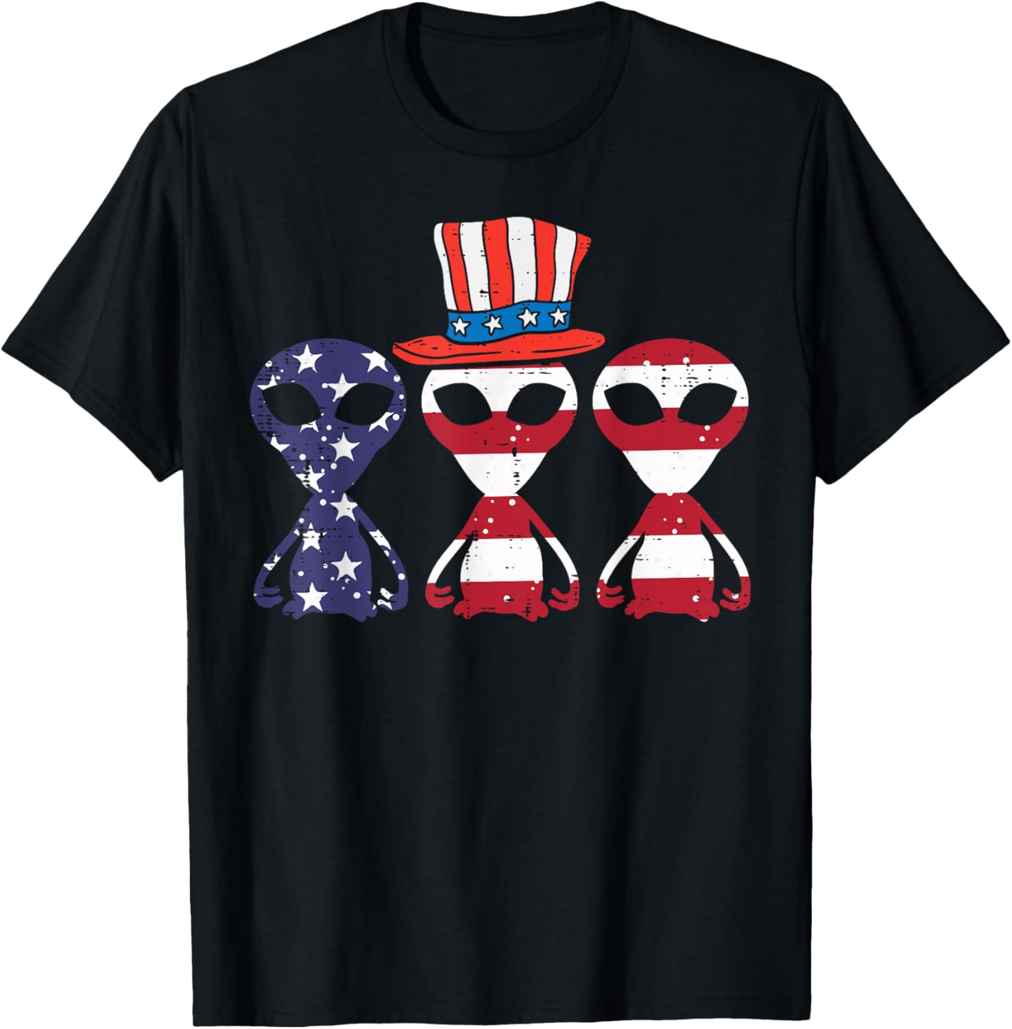 3 Aliens Us Flag Funny 4Th Of July Patriotic Space Men Women