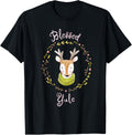 Bramble Designs Womens Black Holiday Celebration T Shirt Short Sleeve Crew Neck
