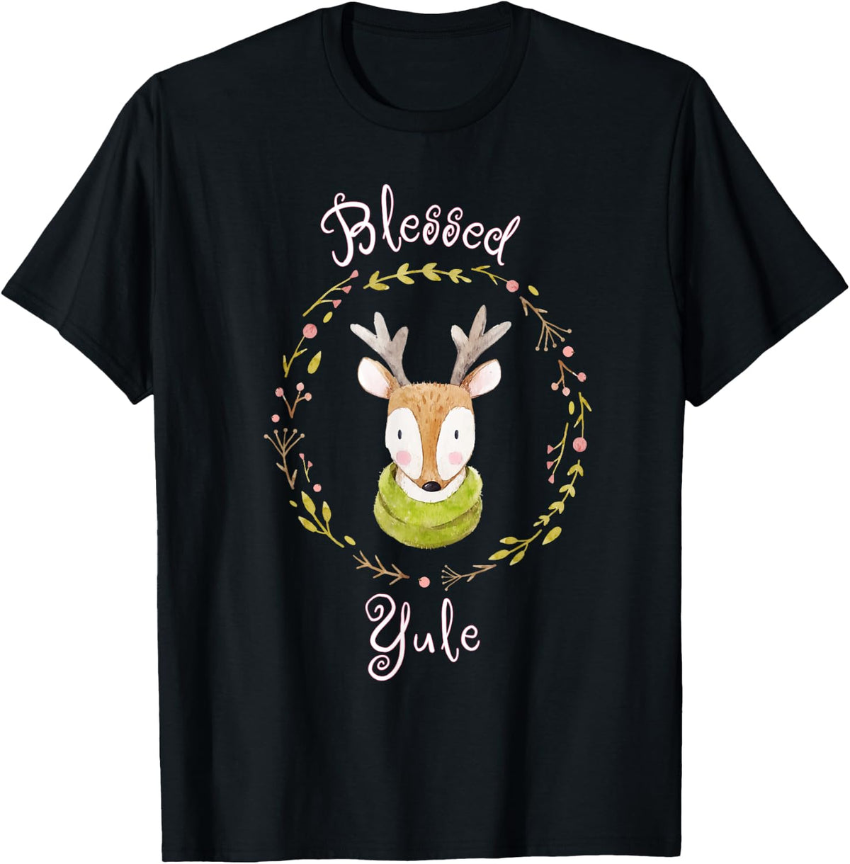 Bramble Designs Womens Black Holiday Celebration T Shirt Short Sleeve Crew Neck