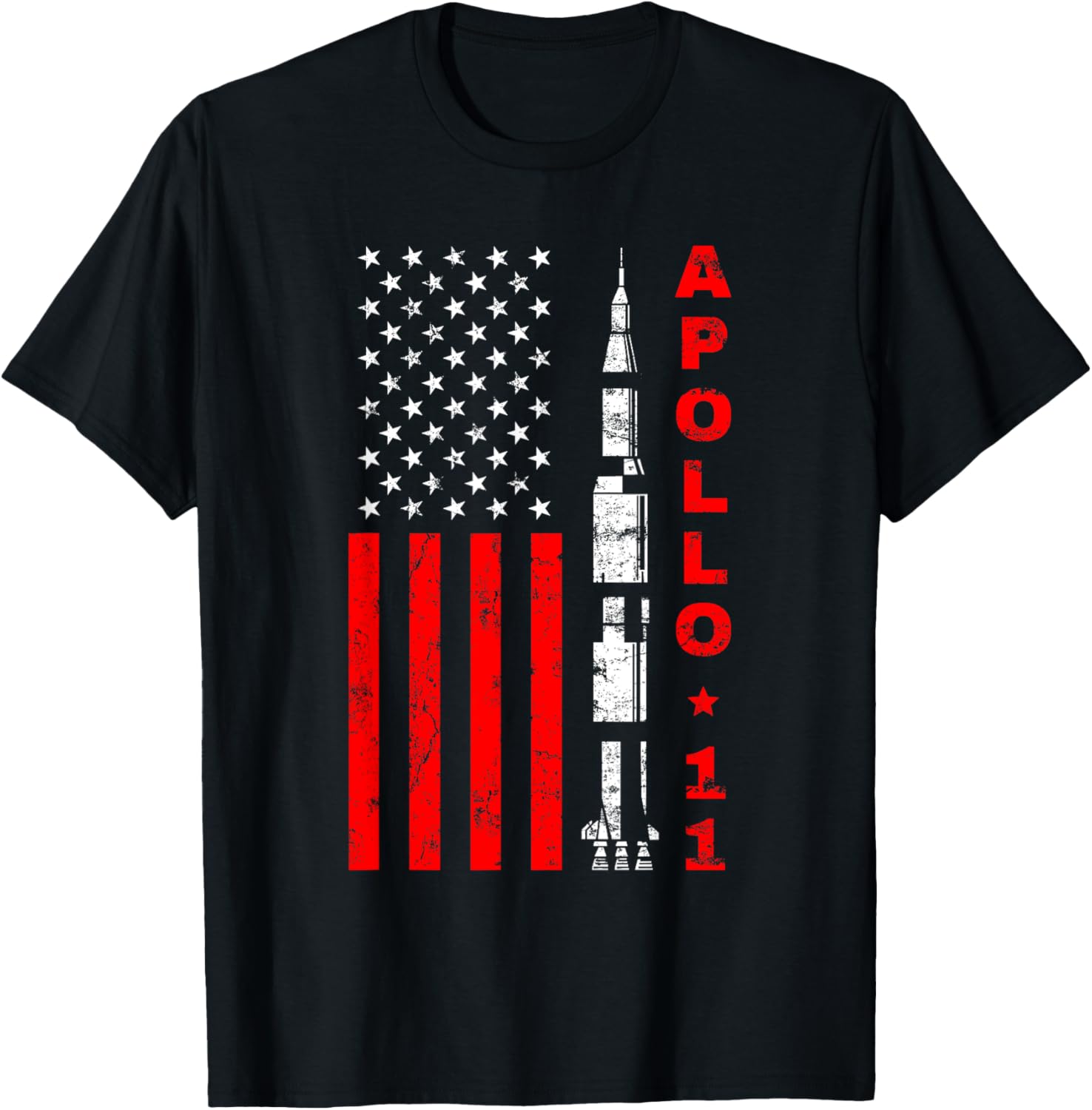 Apollo 11 Saturn V Rocket Usa Flag