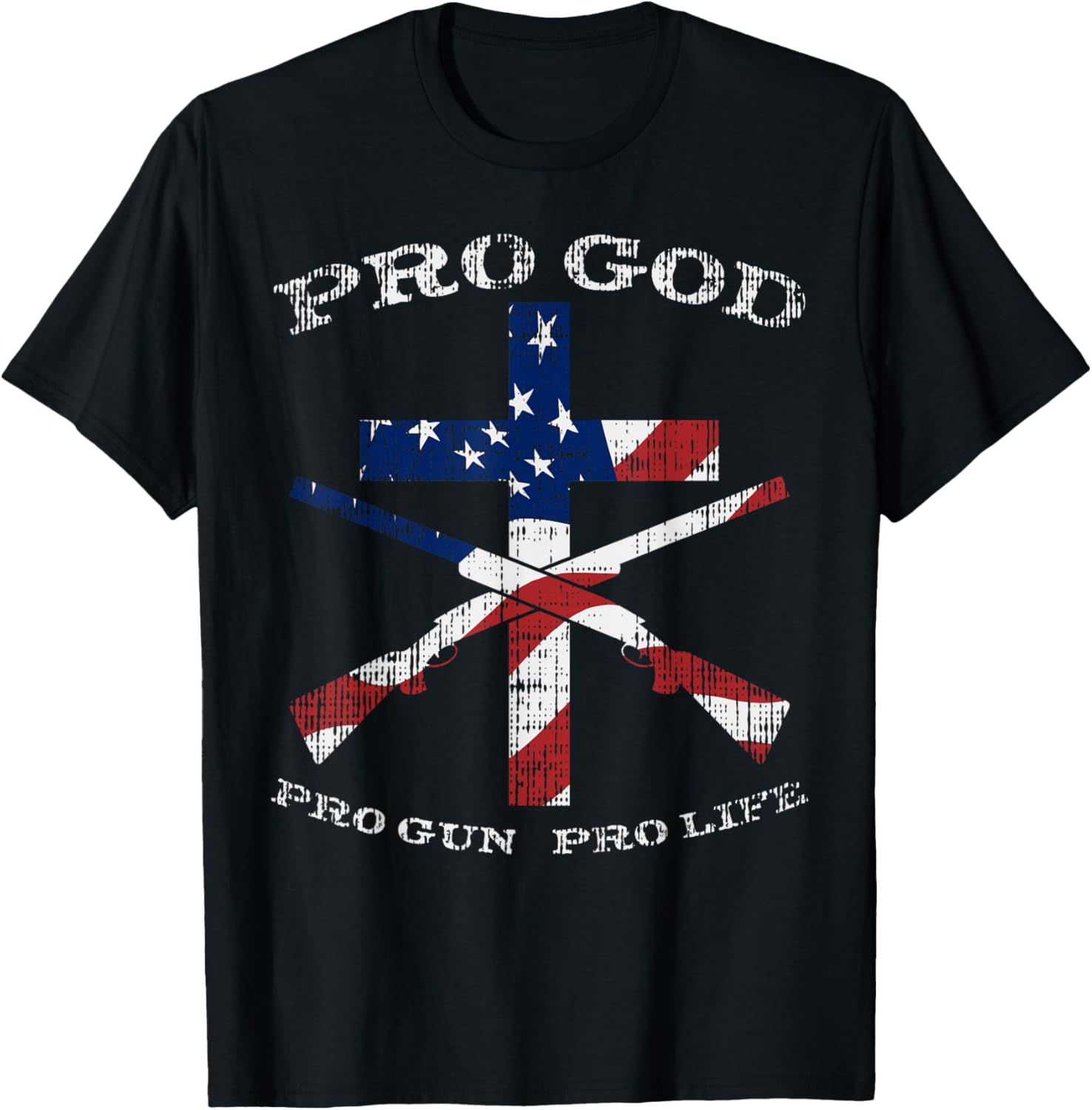 Pro God Gun Life Cross American Flag Patriotic Support Gift