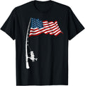 Vintage Fishing Rod American Flag Funny Fishing 4Th Of July