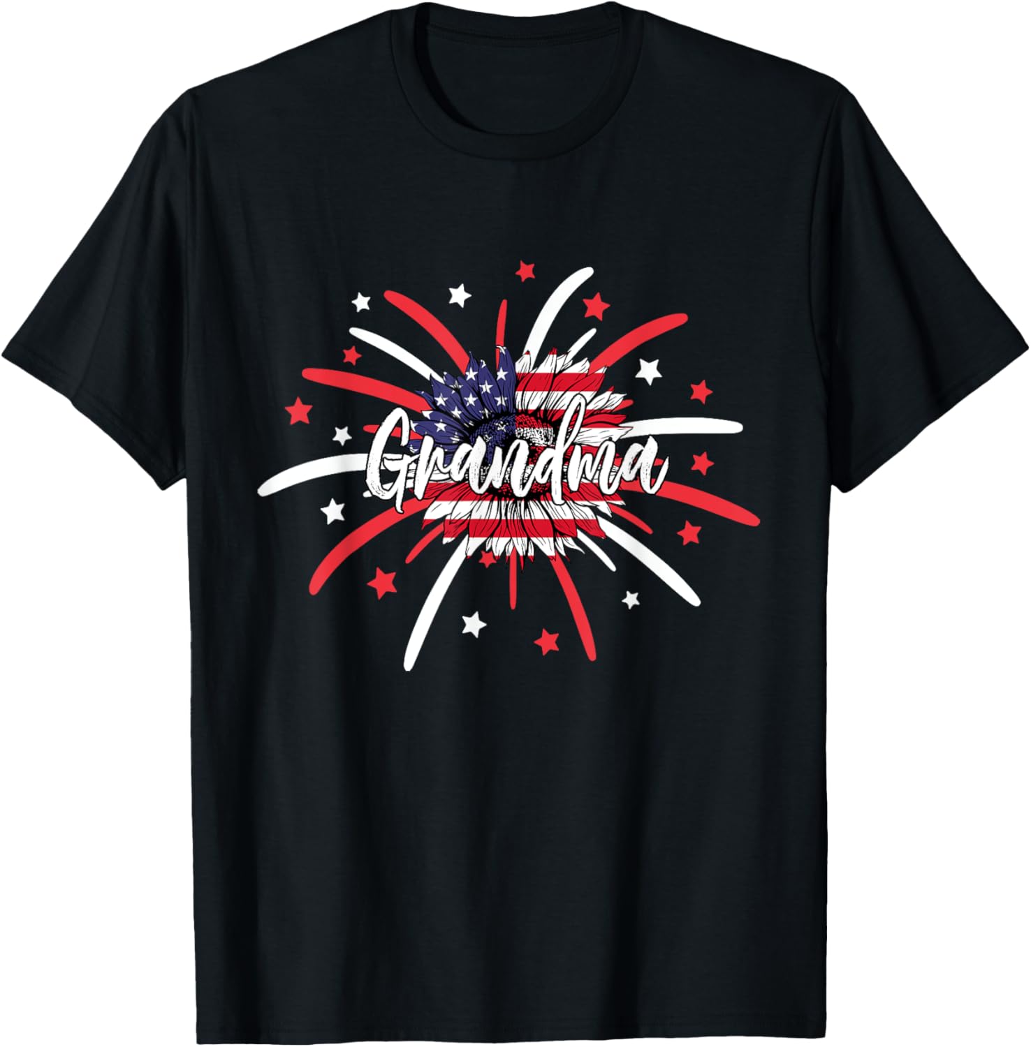 4Th Of July Grandma Sunflower American Flag Fireworks