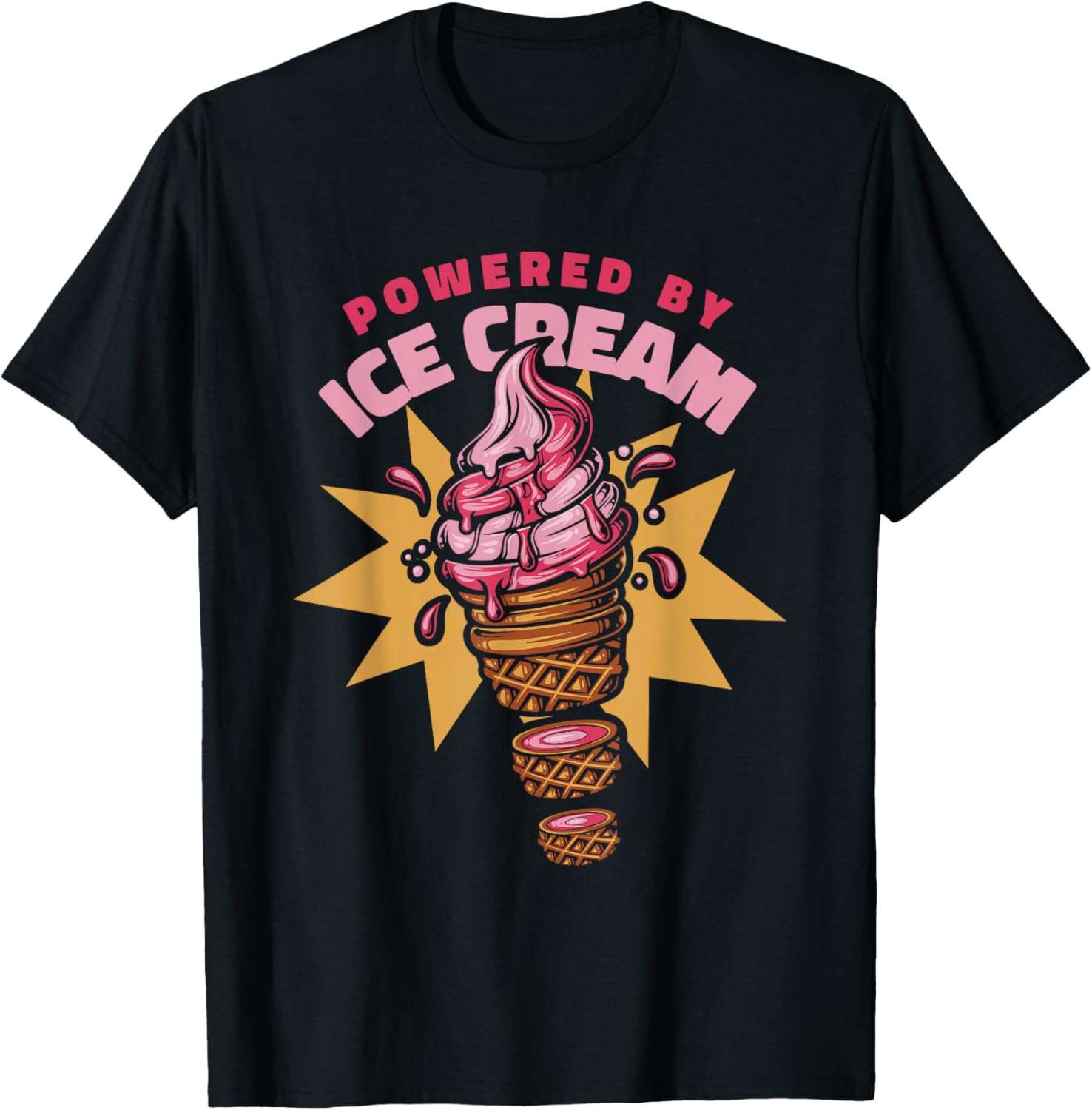 Powered By Ice Cream Maker Gelato Frozen Dessert Ice Cream T-Shirt for Men Women Kids