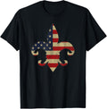 Fleur De Lis American Flag Distressed Vintage Look