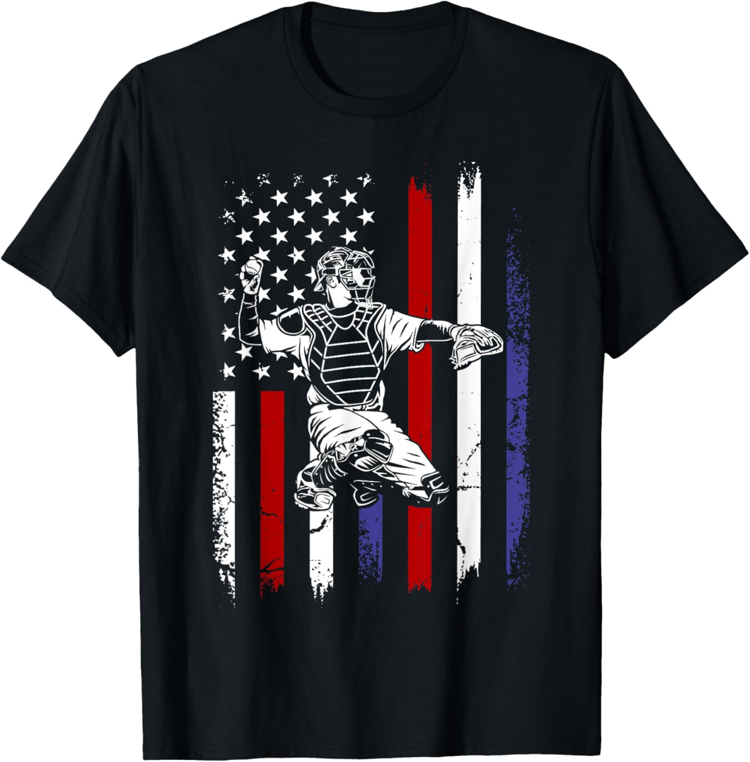 Baseball American Flag Patriotic Catcher 4Th Of July