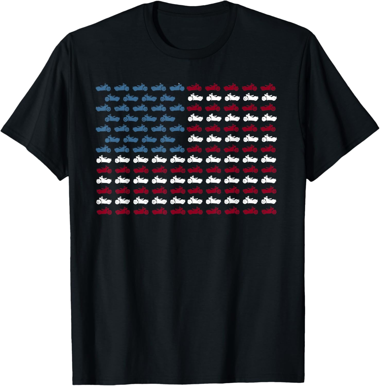 Vintage American Flag Made Of Motorcycle Funny 4Th Of July