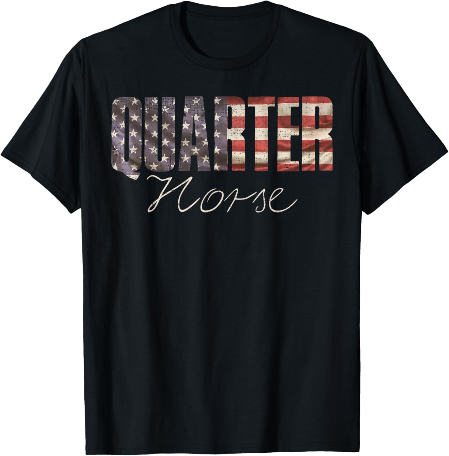 American Quarter Horse With Usa Flag Horseback Riding