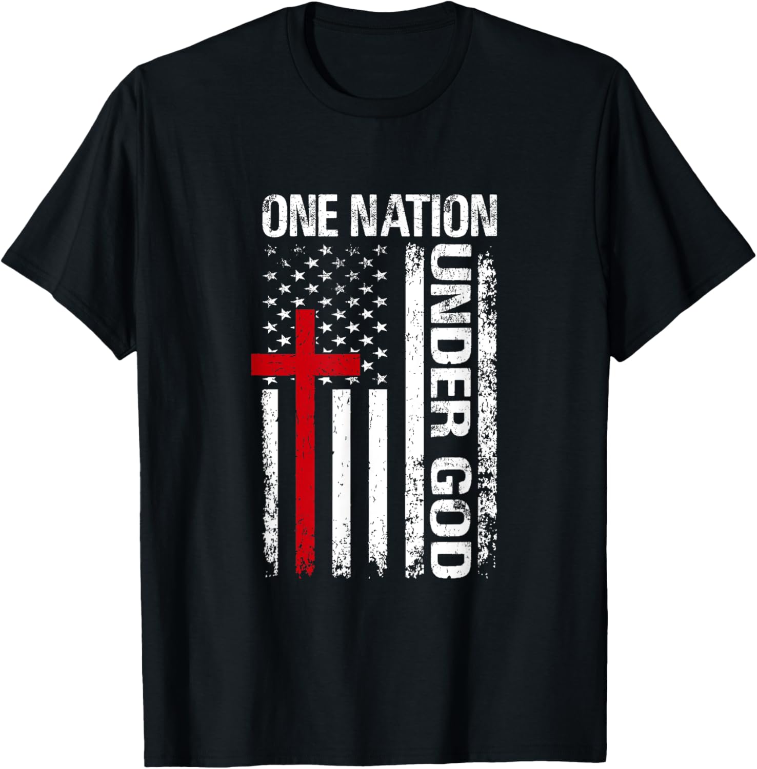 One Nation American Flag Cross Patriotic Religious Christian