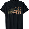 Guns Titties Beer Freedom Funny Mens Drinking Usa Flag