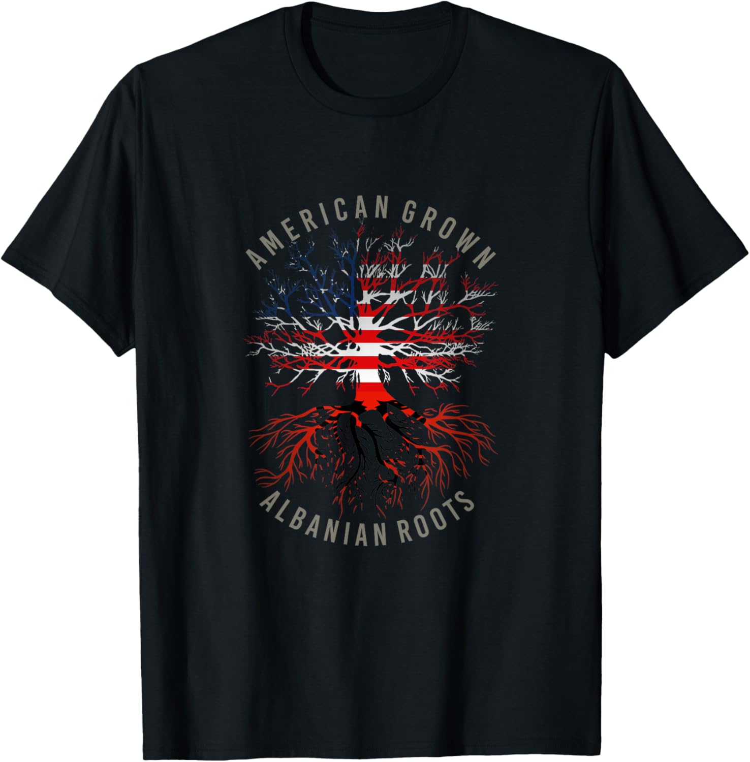 American Grown Albanian Roots Usa Albania Flag Heritage Tree