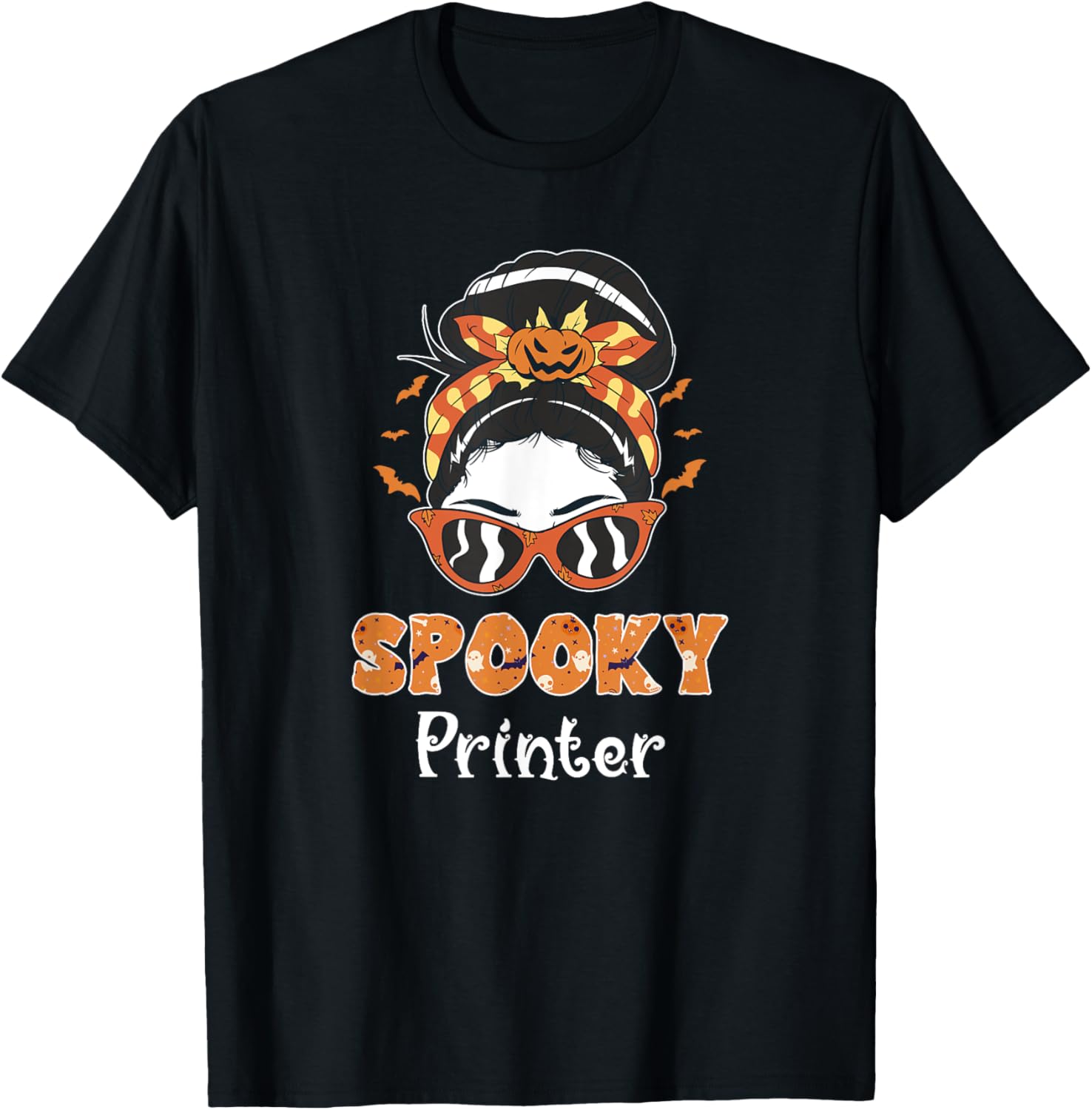 Messy Bun Spooky Printer Women Halloween
