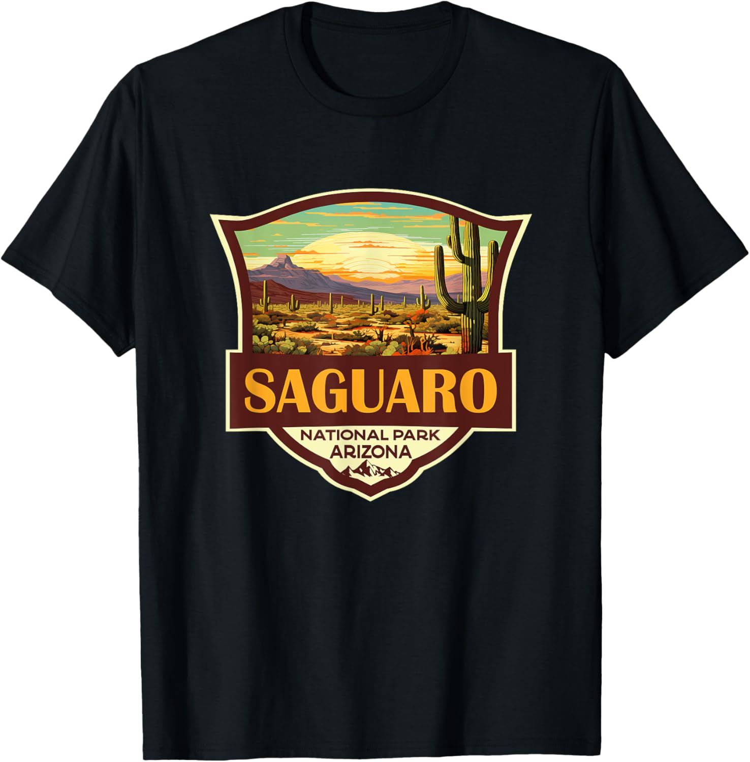 Saguaro National Park Illustration Retro Badge