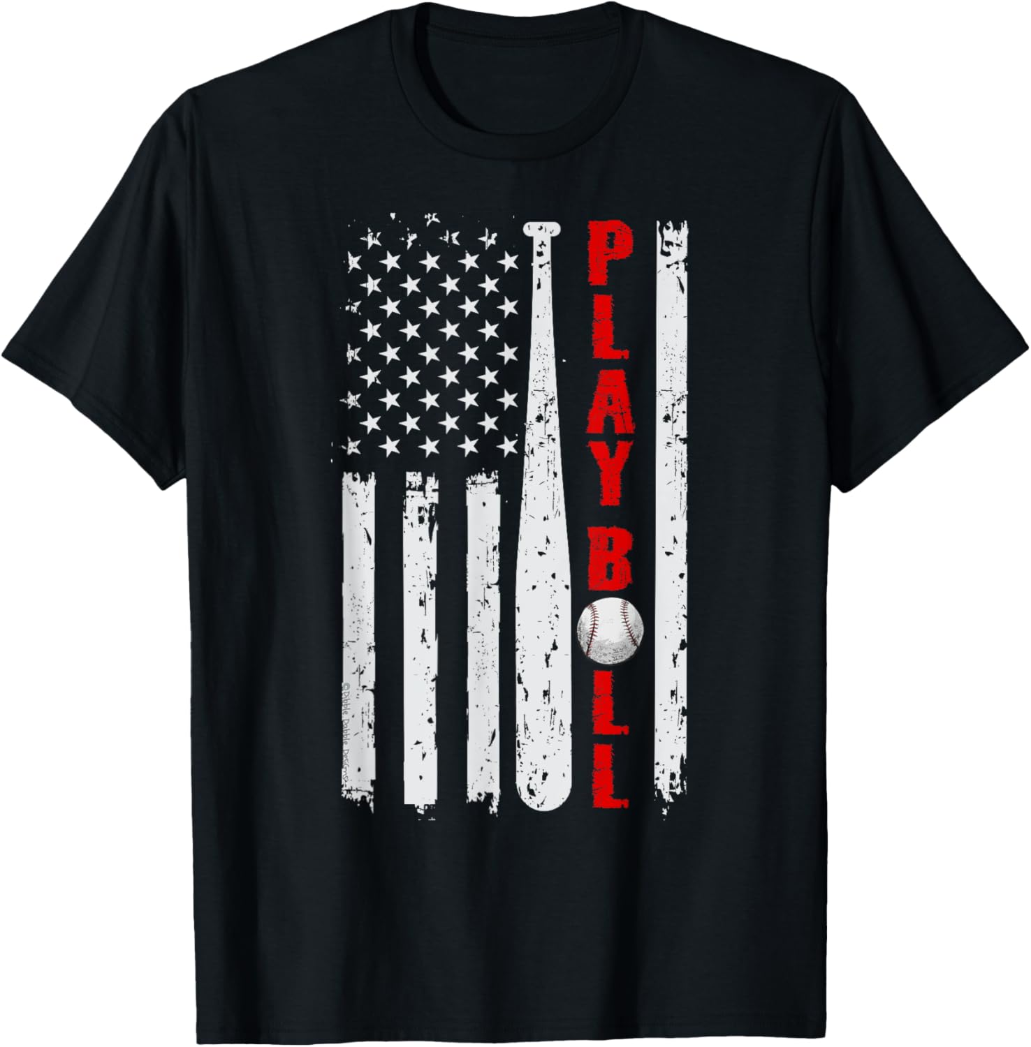Baseball Usa Flag Ball And Bat Play Ball Softball Baseball