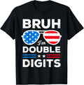 Bruh Im Double Digits Usa Flag Boys Patriotic 10Th Birthday