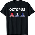 Vintage Octopus Red White Blue American Flag 4Th Of July