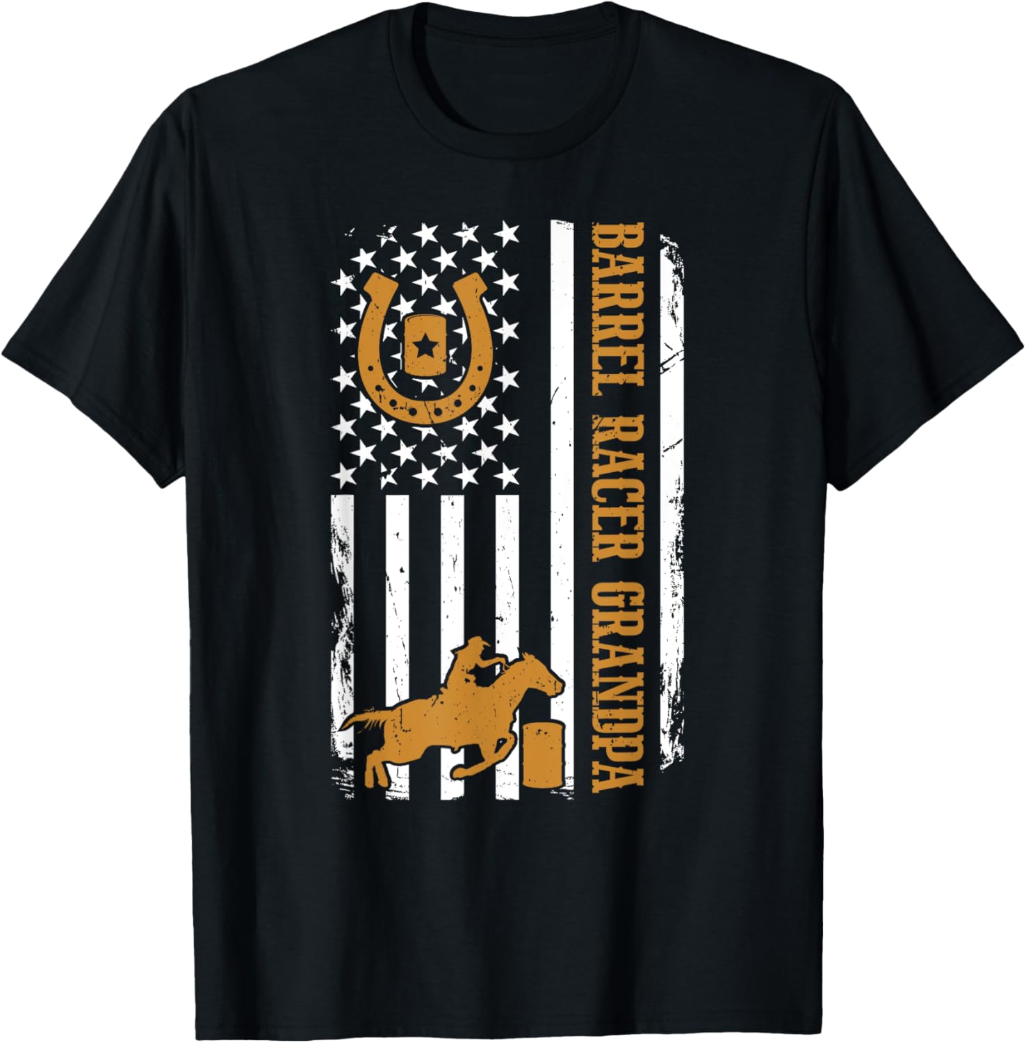 Barrel Racer Grandpa American Flag Barrel Racing Grandpa
