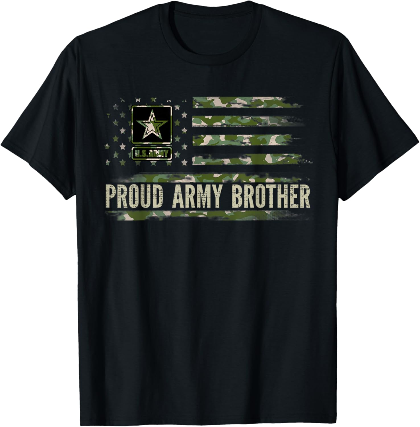 Vintage Proud Army Brother Camo American Flag Veteran Gift