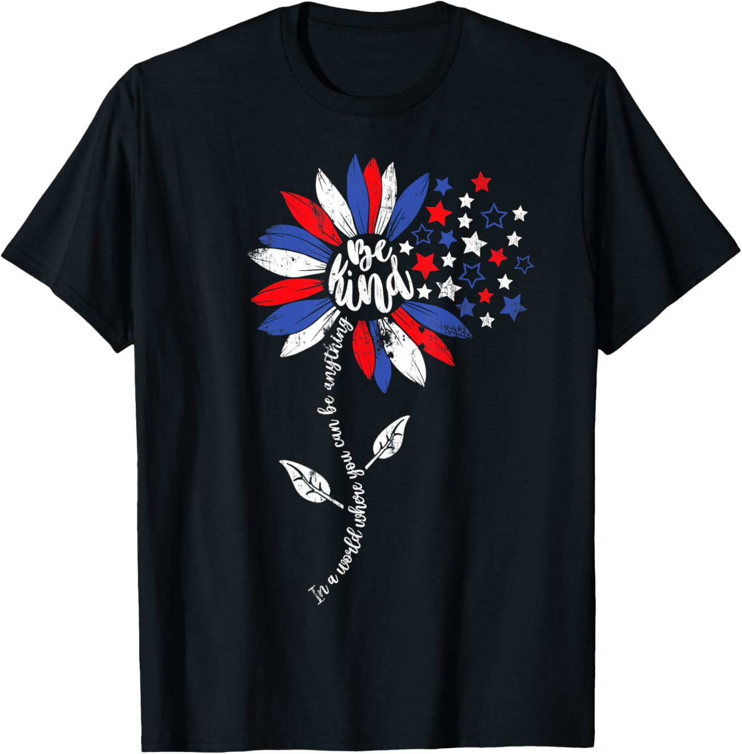 4Th Of July Be Kind Sunflower Usa American Flag Kindness