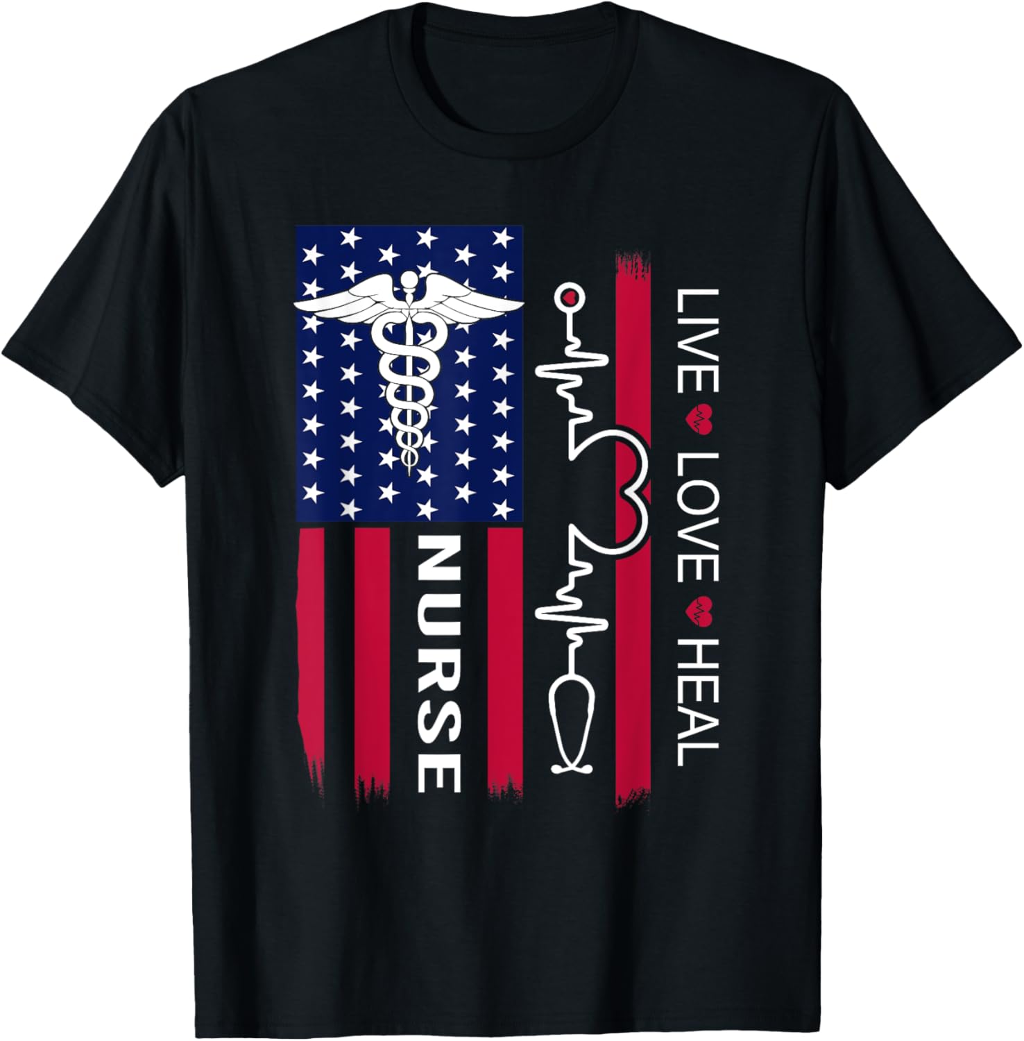 Nurse Stethoscope Heartbeat American Flag Nurse Gifts Weeks