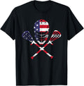 Lacrosse American Flag Helmet Sticks Men Tee 4Th Of July