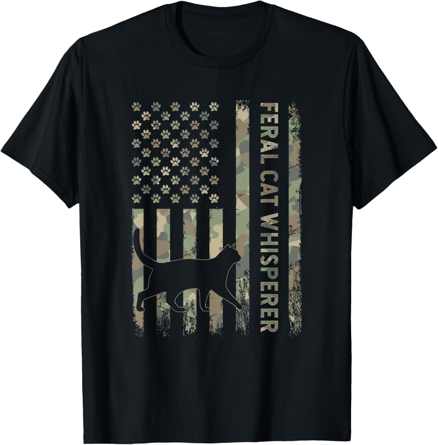 Feral Cat Whisperer Dad Camo Usa Flag