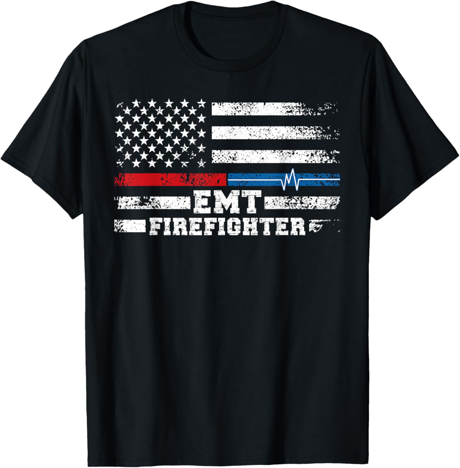 Emt Firefighter American Flag Proud Firefighter Emt