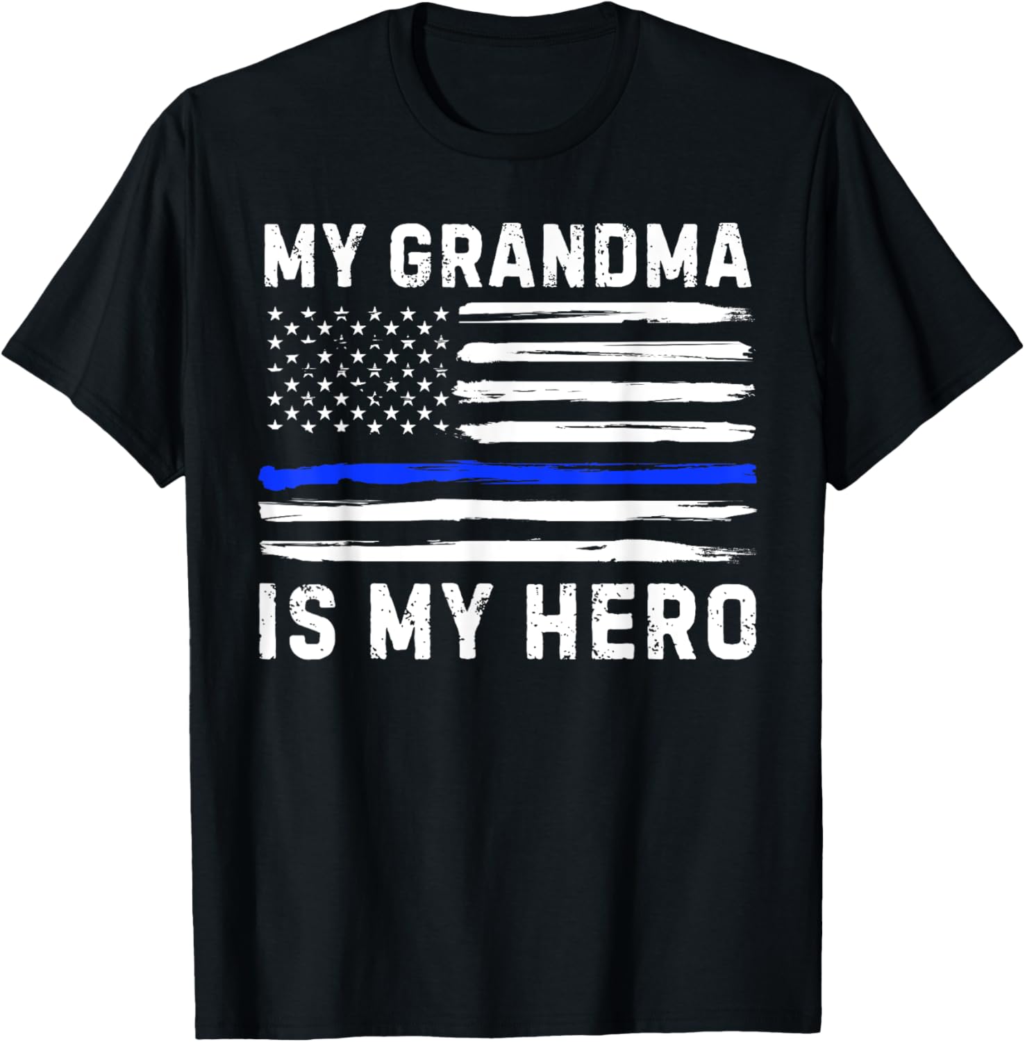 My Grandma Is My Hero Police Officer Blue Line American Flag