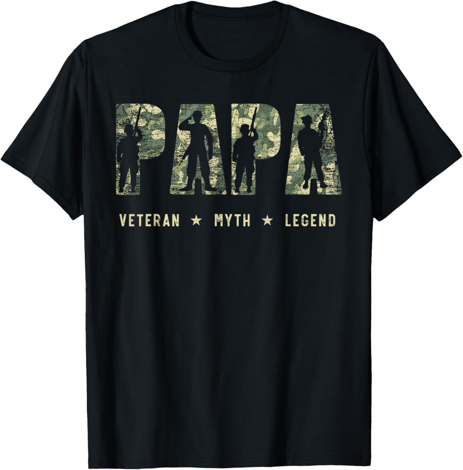 Mens Papa Veteran Myth Legend American Flag Fathers Day