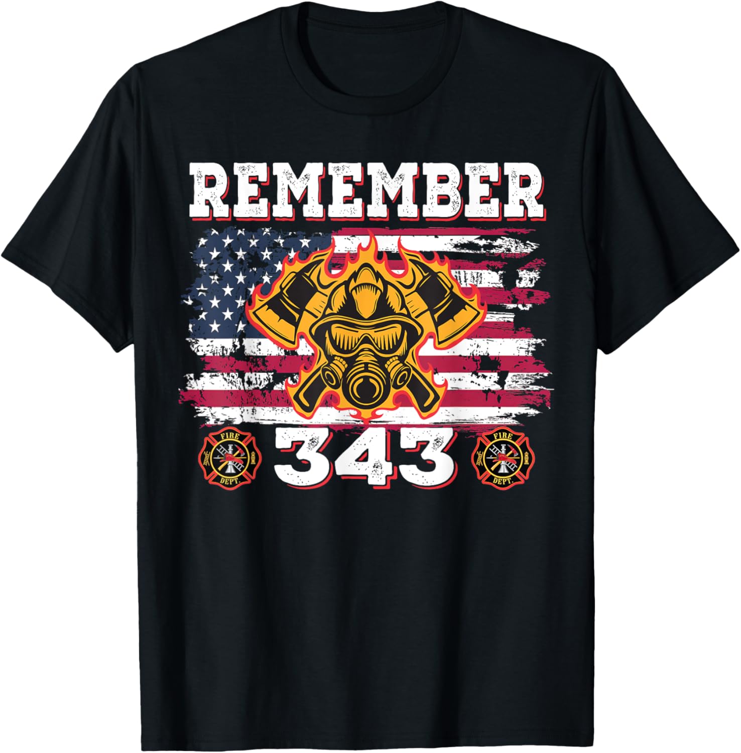 Remember Vintage Distressed Firefighter American Flag 343