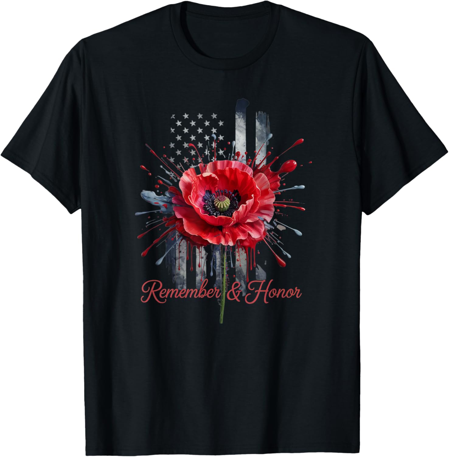 Usa Red Poppy Flower Military Remember And Honor