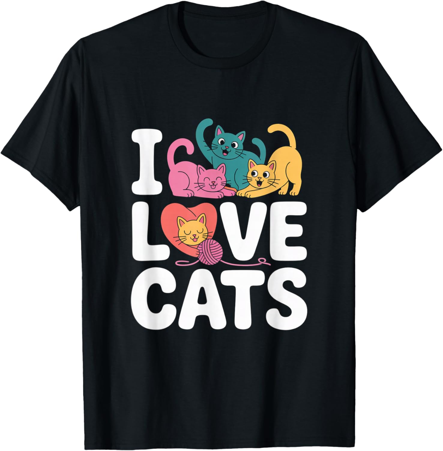 I Love Cats Colorful Cute Kitty Heart Yarn