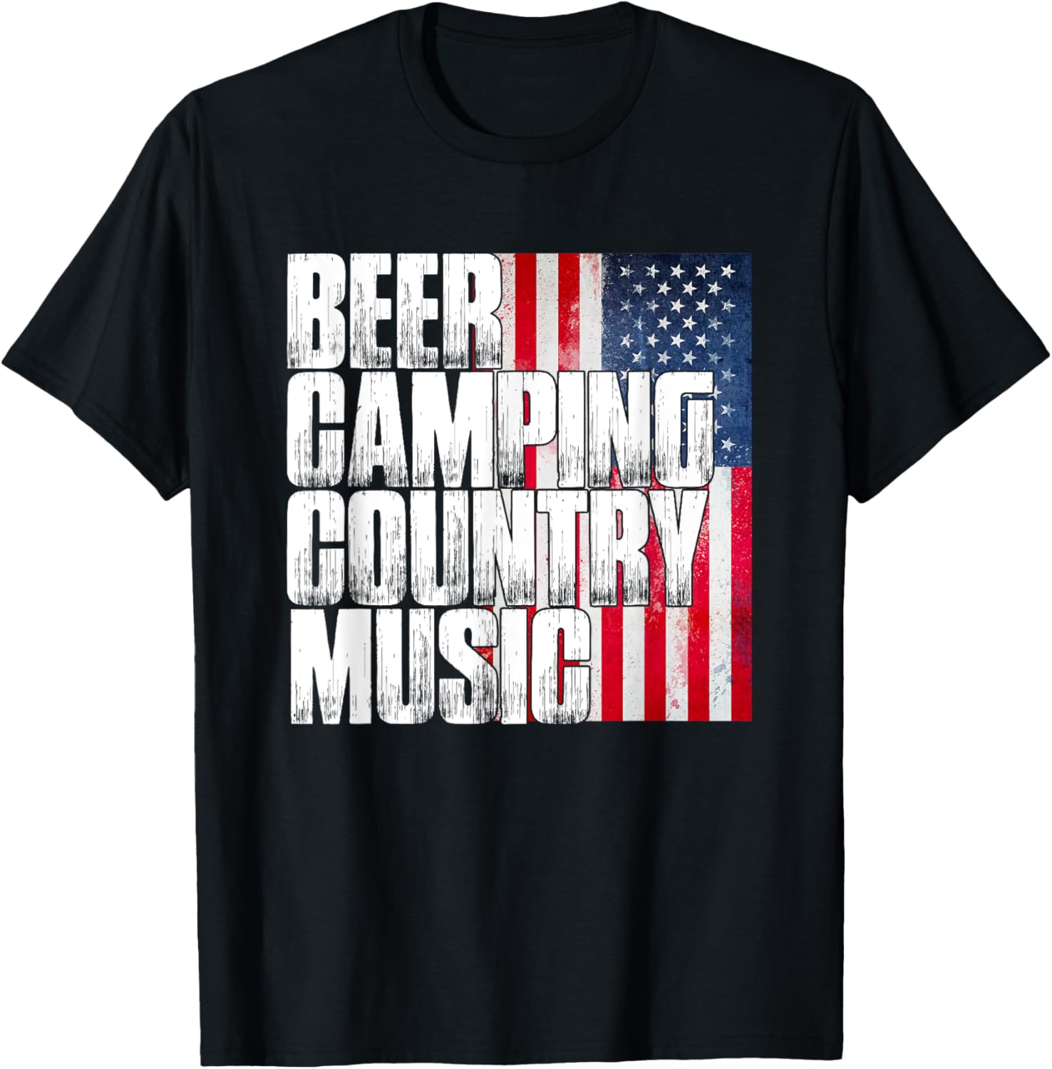 Beer Camping Country Music Patriotic American Flag T Shirt