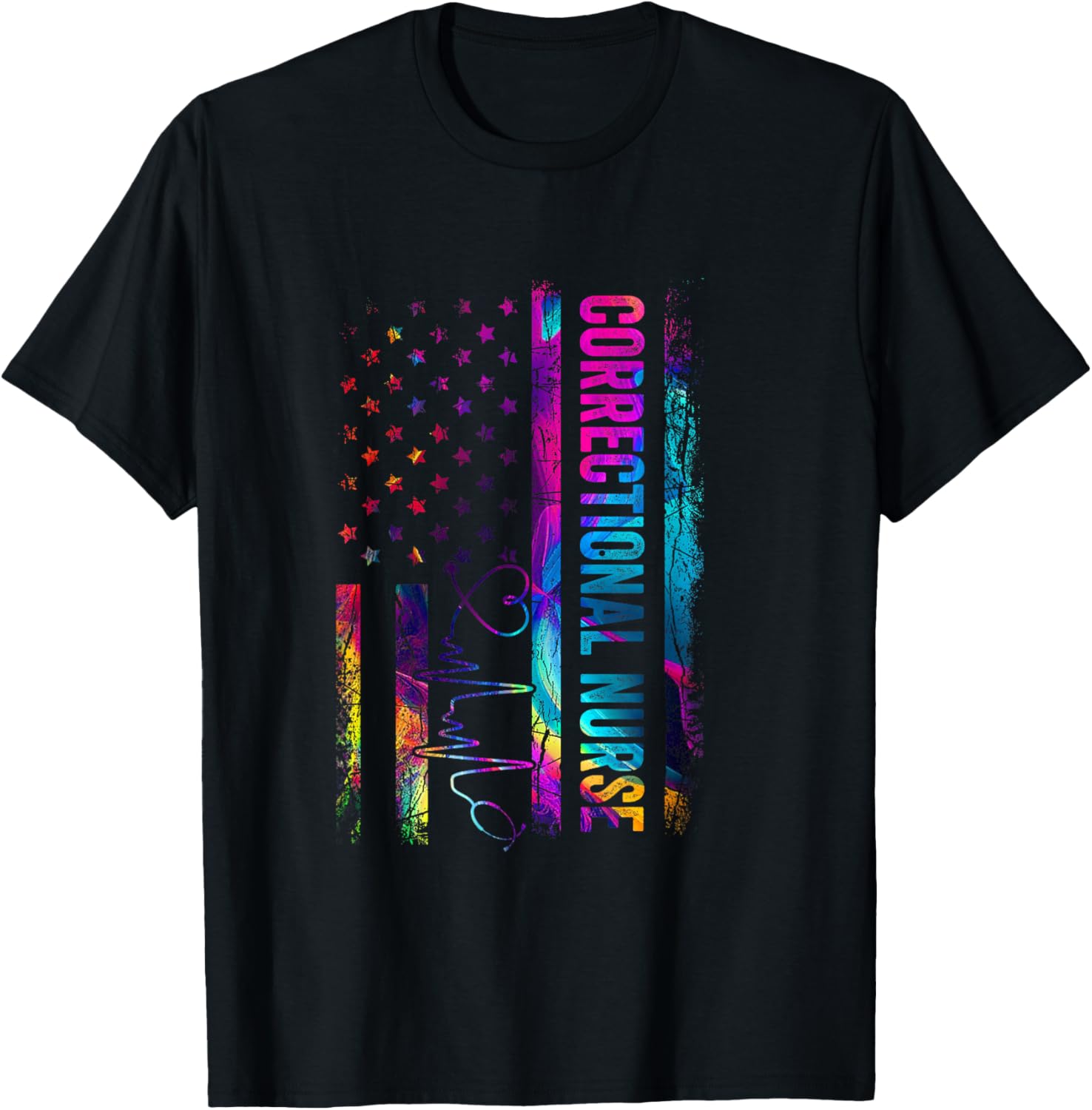 Correctional Nurse Tie Dye American Flag Patriotic Nurse Day