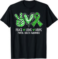 Peace Love Hope Mental Health Awareness Green Ribbon Funny