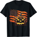 Halloween Tshirt Pumpkin American Flag Horror Party Costume