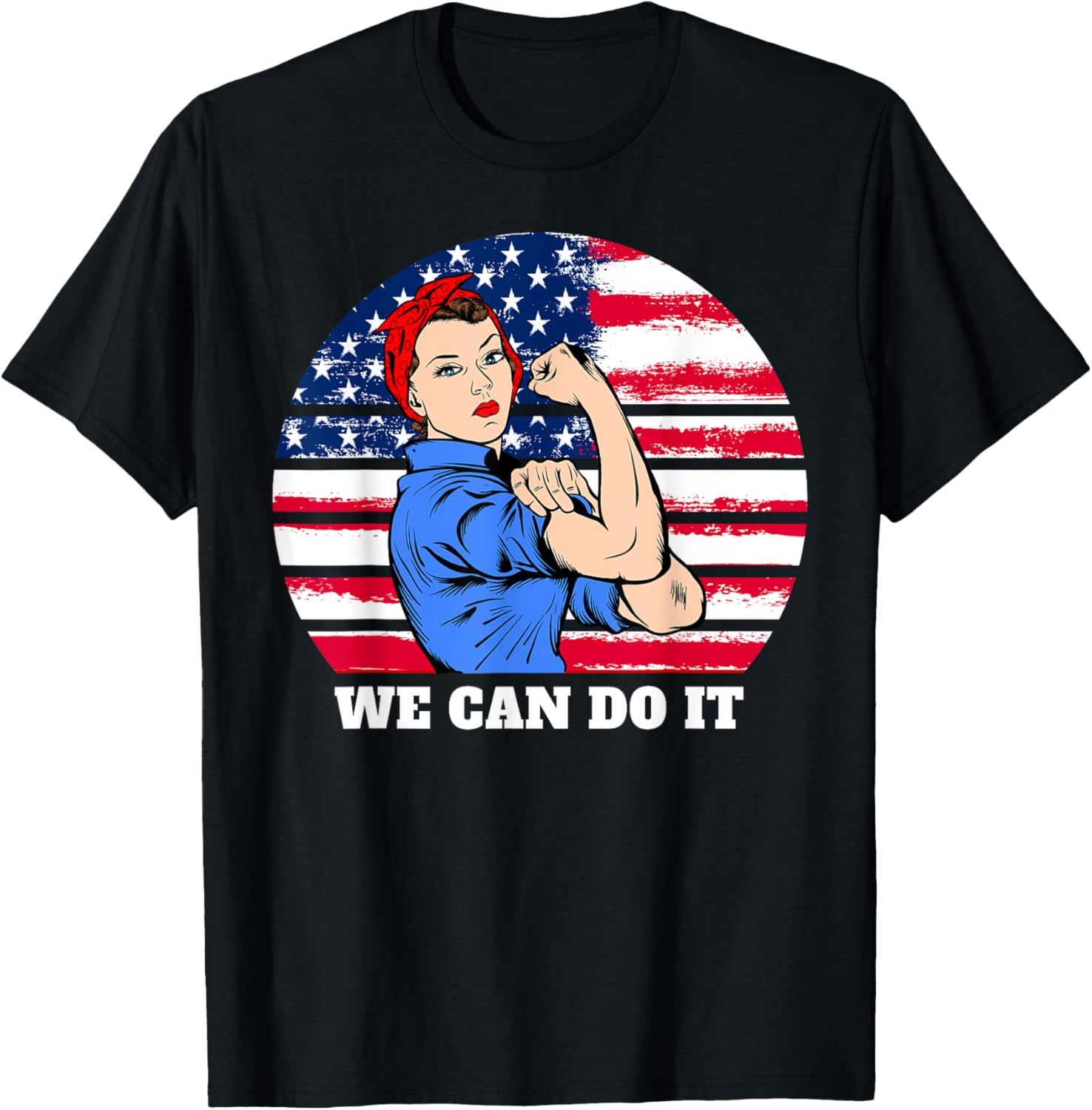 Feminist Rosie The Riveter Patriotic Usa Flag 4Th Of July