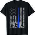 Softball American Flag Blue Bat And Softball Players Flag