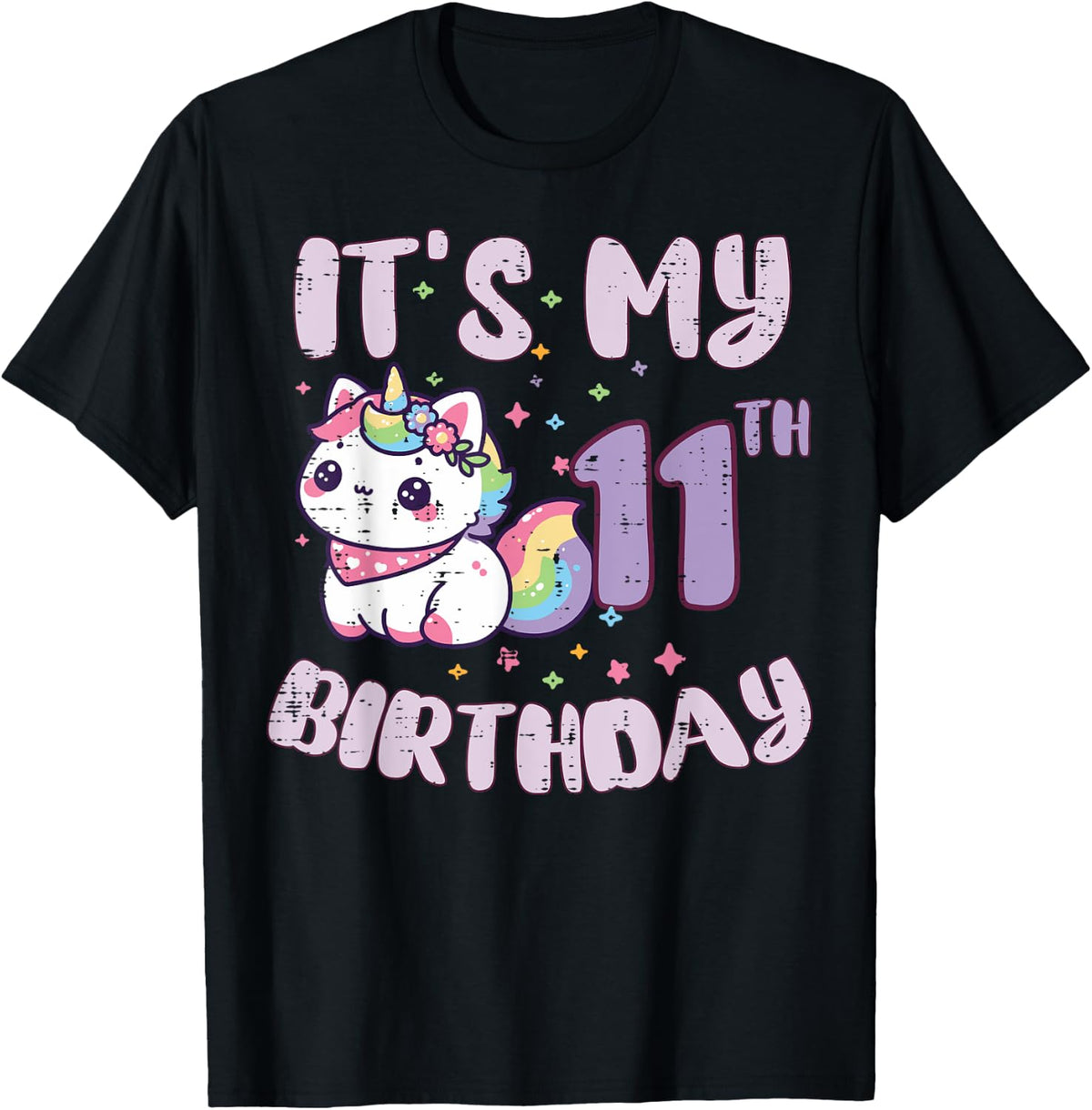 It's My 11th Birthday Unicorn Cat 11 Year Old Birthday Girls Kids Design 138