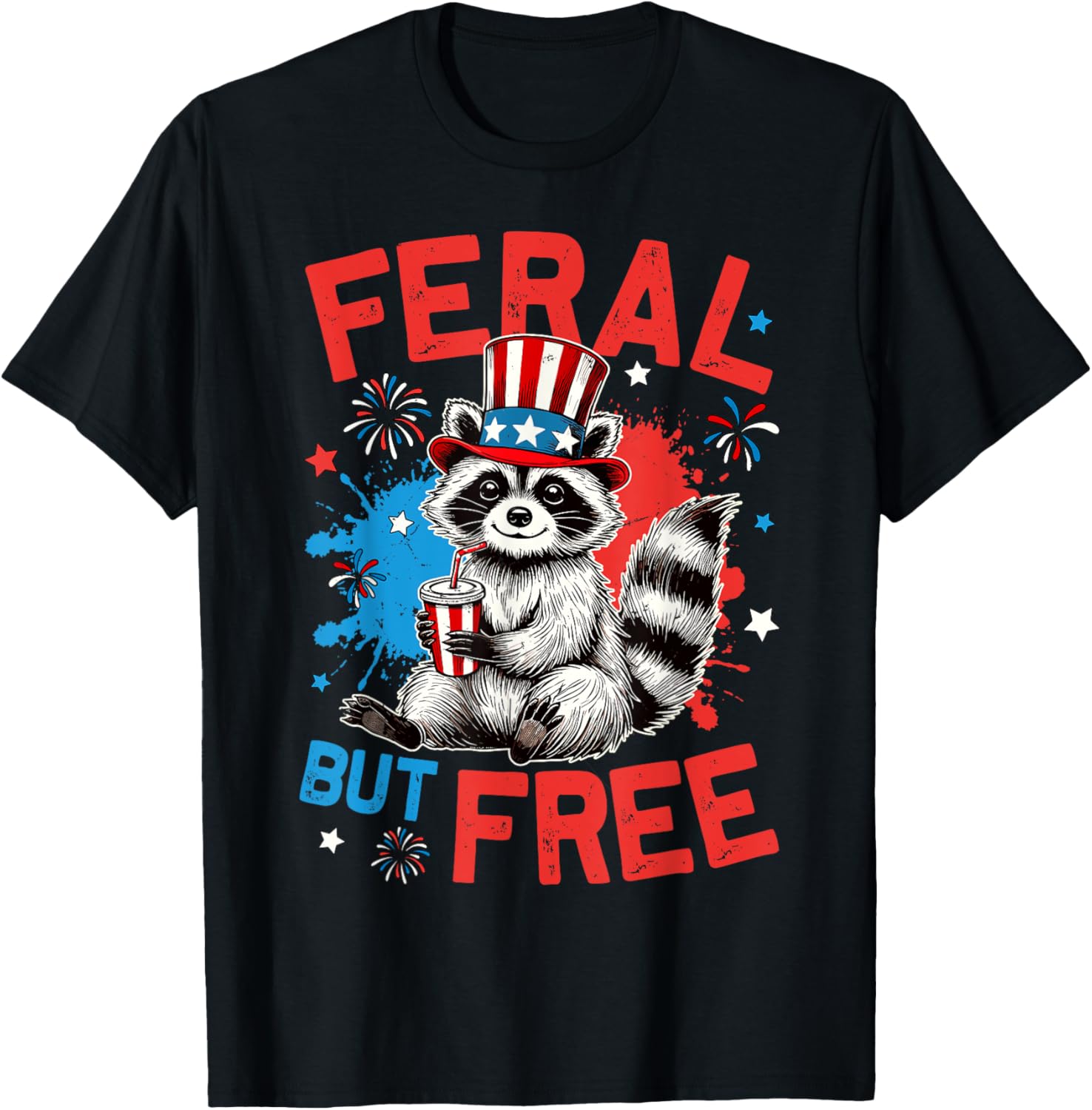 Feral But Free Raccoon 4Th Of July Usa Flag Men Women Kids