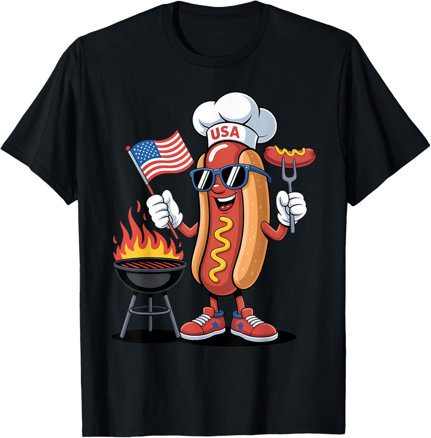 Hot Dog 4Th Of July Funny Patriotic Bbq Hot Dog Usa Flag