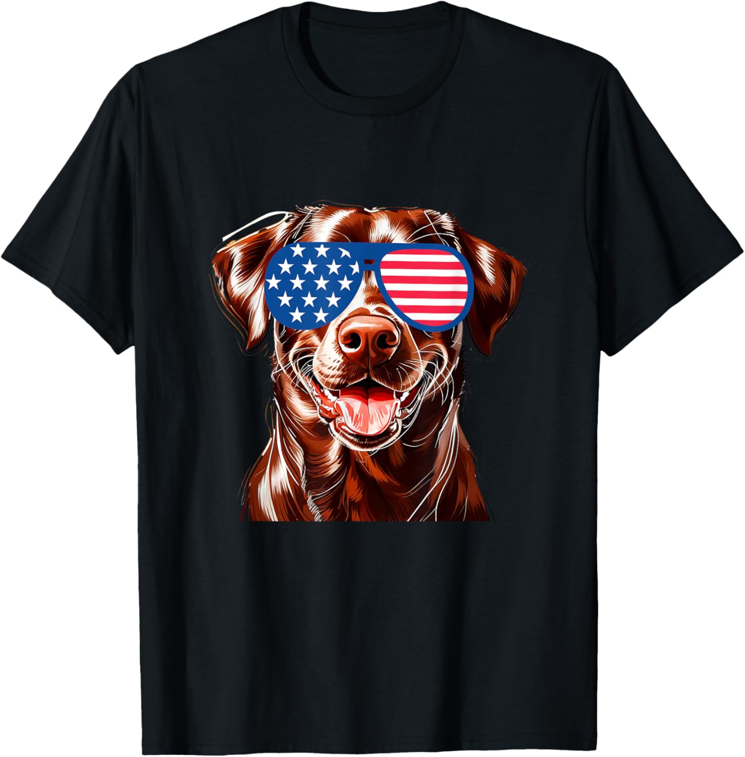 Chocolate Lab Dog American Flag Patriotic 4Th Of July Puppy