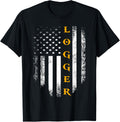 Vintage Logger With American Flag Loggingcarpenter Gift