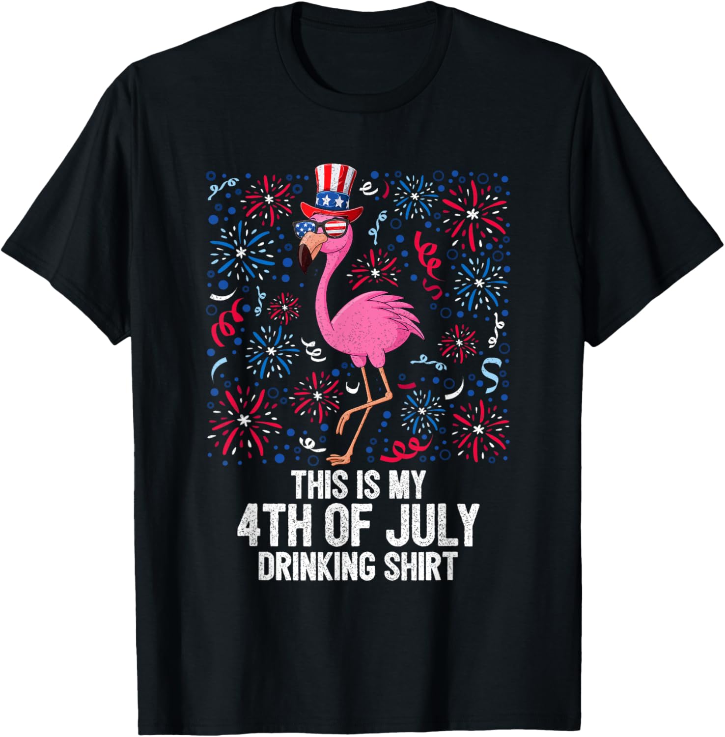 This Is My 4Th Of July Drinking Shirt Flamingo American Flag