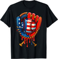Baseball Drip American Flag Glove 4Th Of July Patriotic