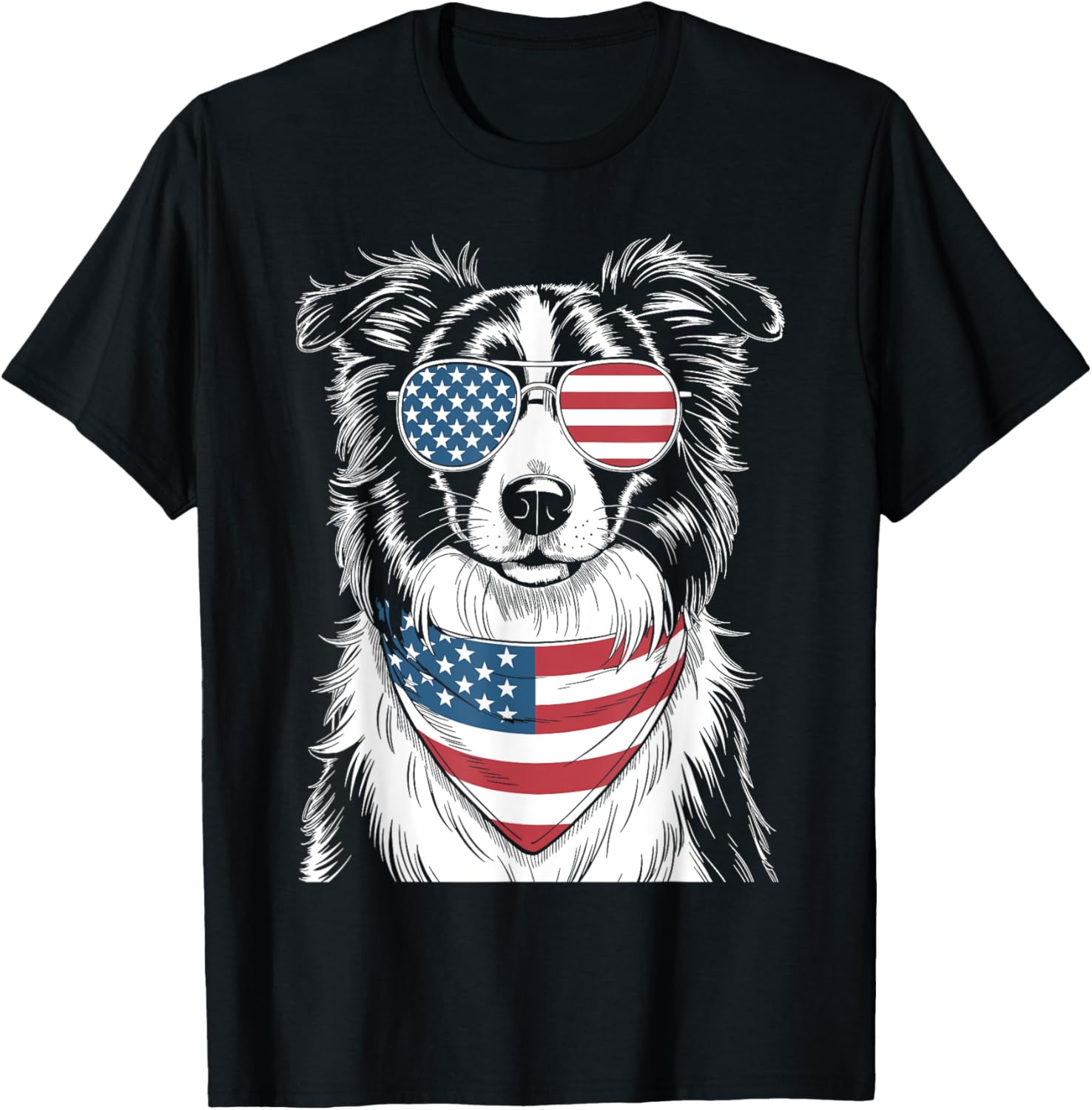 Border Collie Dog Usa Flag Sunglasses Patriotic 4Th Of July