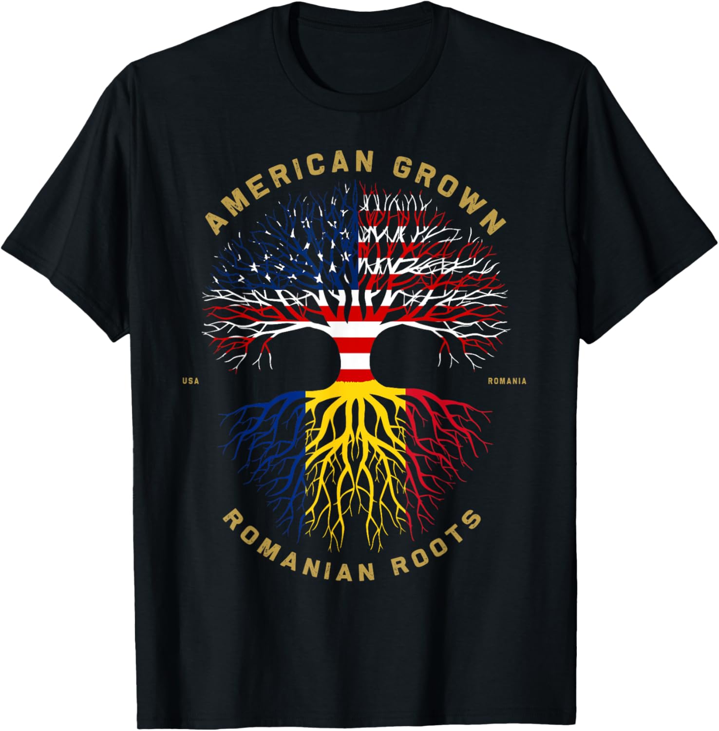 American Grown With Romanian Roots Tree Usa Flag Gift